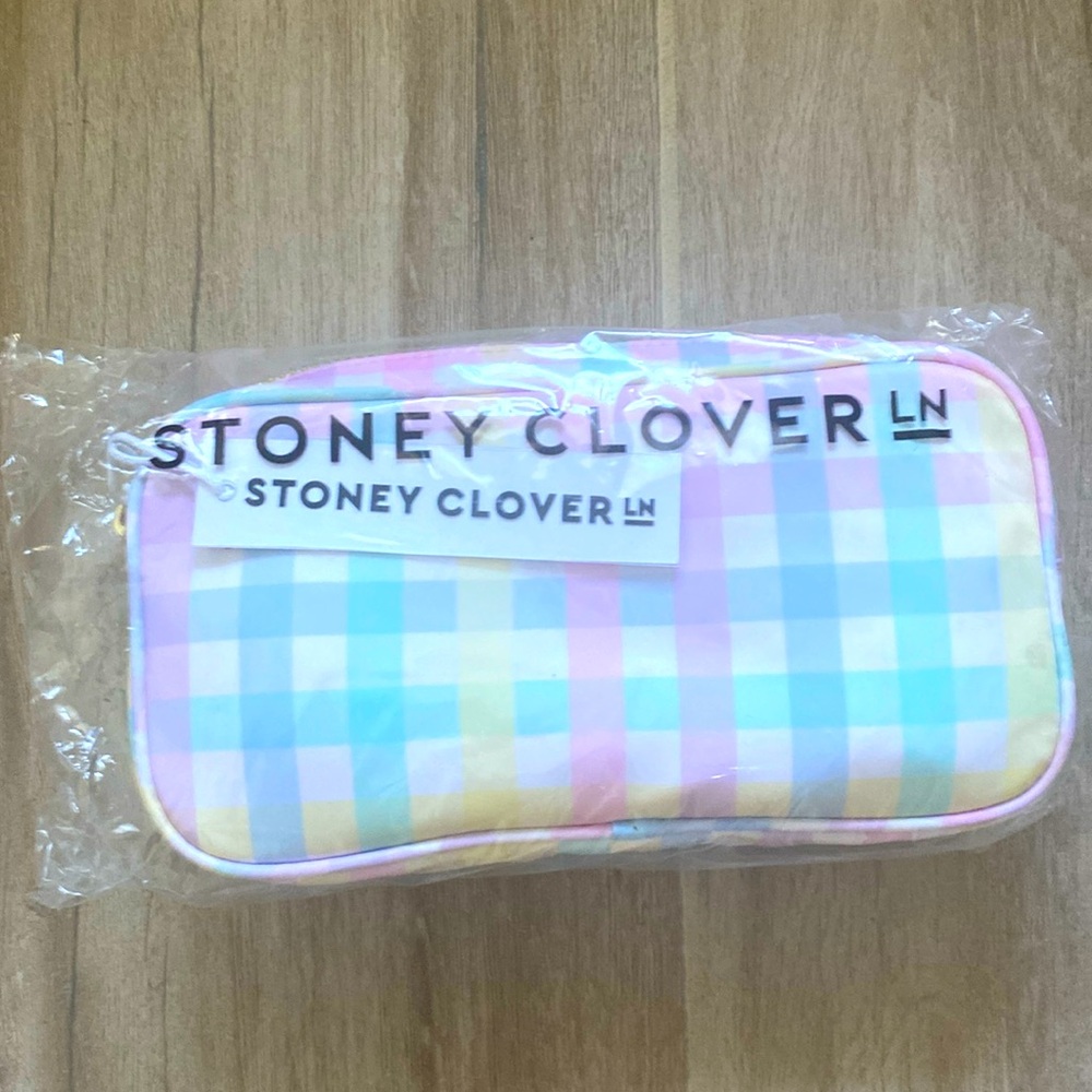 NWT Stoney Clover Lane rainbow Gingham small pouch
